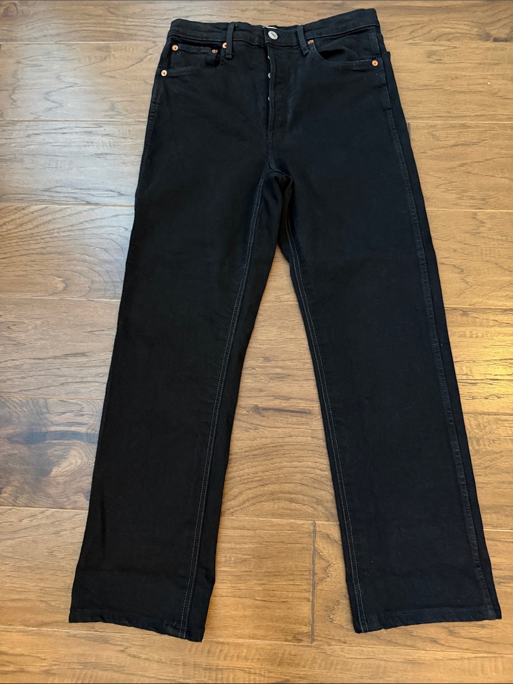 RE/DONE 90s High Rise Jeans Black Button Fly sz 28